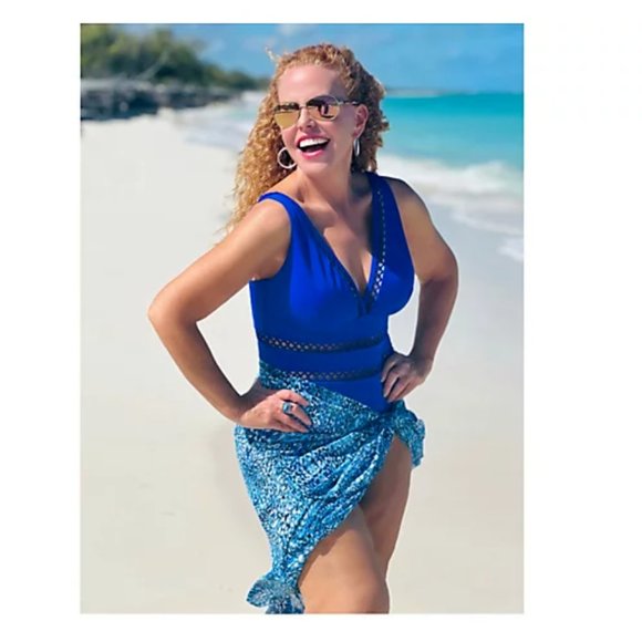 Kim Gravel x Swimsuits For All 16 ~Lattice One-Piece Swimsuit Onyx Black A588734 - Picture 5 of 6